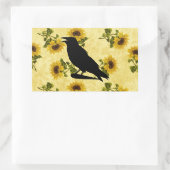 ひまわり時のカラス 長方形シール (バッグ)