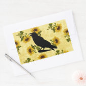 ひまわり時のカラス 長方形シール (封筒)