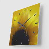 ひまわり時計黄色い花の壁の時計と贈り物 スクエア壁時計 (傾斜)