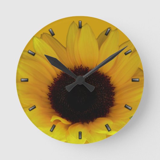 ひまわり時計黄色い花の壁の時計と贈り物 ラウンド壁時計 (正面)