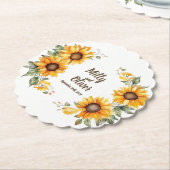 ひまわり曲線:パーソナライズされたの結婚コースター ペーパーコースター (アングル)