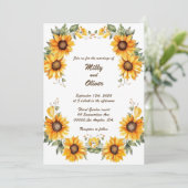 ひまわり曲線：パーソナライズされた結婚式招待状 招待状 (スタンド正面)