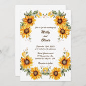ひまわり曲線：パーソナライズされた結婚式招待状 招待状 (正面/裏面)