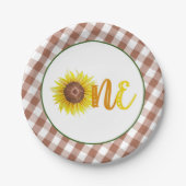 ひまわり最初の誕生日紙プレート- ONE ペーパープレート (正面)