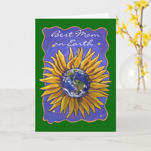 ひまわり最高のの地球の母 カード (黄色い花)