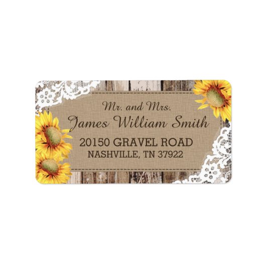 ひまわり木とレース素朴のラ結婚ベル ラベル (正面)