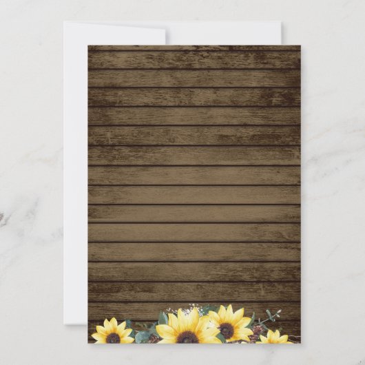 ひまわり木素朴切りストリングラ結婚イト 招待状 (裏面)