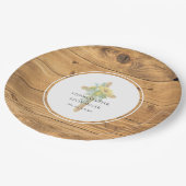 ひまわり木製クロス結婚ラウンド ペーパープレート (アングル)