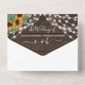 ひまわり木製ストリングライトフォトウェディングRSVP オールインワン招待状 (裏面)