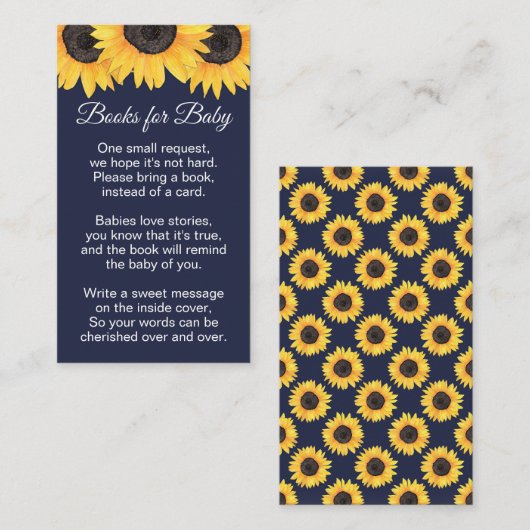 ひまわり本ベビーニュートラルネイビーベイビーシャワーエンクル エンクロージャーカード (正面/裏面)