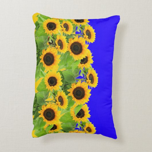 ひまわり枕ウクライナ国旗の色 – 自由 アクセントクッション (裏面(縦))