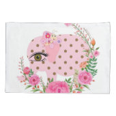 ひまわり枕ケース、フローラピンク象 枕カバー (裏面)