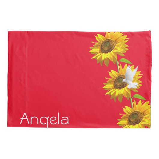 ひまわり枕ケース、フローラ鳩 枕カバー (裏面)