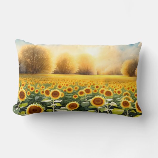 ひまわり枕 – 明るい黄色のホームアクセント ランバークッション (正面)