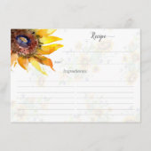 ひまわり柄ブライダルシャワーレシピカード エンクロージャーカード (正面)
