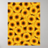 ひまわり柄、黄色い美しい、 ポスター (正面)