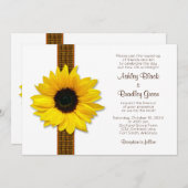 ひまわり格子状リボン結婚式招待状 招待状 (正面/裏面)