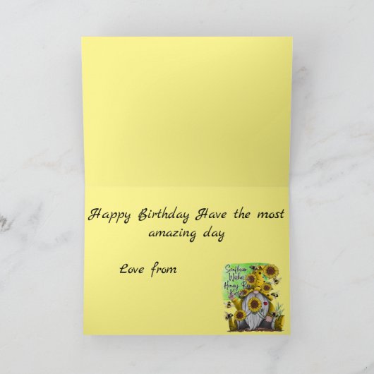ひまわり格言誕生日 カード (内部)