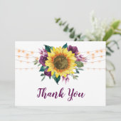 ひまわり梅パープルバラストリングライツ結婚ズ サンキューカード (スタンド正面)