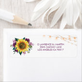 ひまわり梅パープルバラライツ結婚ズアドレス ラベル (インサイチュ)