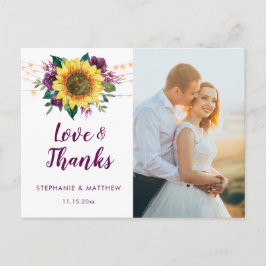 ひまわり梅パープルバラライト写真ありがとう ポストカード