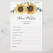 ひまわり植物性ブライダルシャワーアドバイスカード 便箋 (正面)