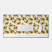 ひまわり植物模様 デスクマット (キーボード&マウス)