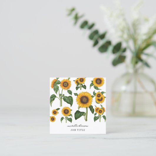 ひまわり植物葉緑QRコード スクエア名刺 (スタンド正面)