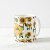 ひまわり植物観葉緑 コーヒーマグカップ (正面右)