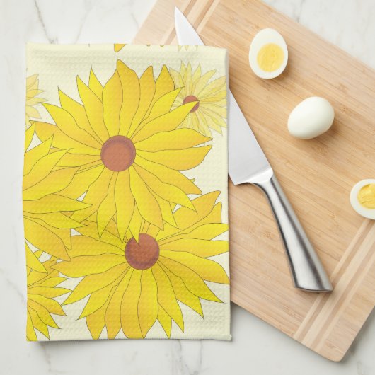 ひまわり模様 キッチンタオル (四つ折り)