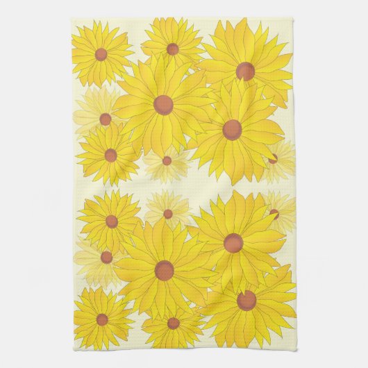 ひまわり模様 キッチンタオル (縦)