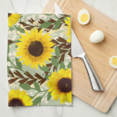 ひまわり模様 キッチンタオル (四つ折り)