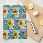 ひまわり模様 キッチンタオル (四つ折り)