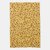 ひまわり模様 – 金ゴールド、黄色と茶色 キッチンタオル (縦)