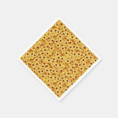 ひまわり模様 – 金ゴールド、黄色と茶色 スタンダードカクテルナプキン (角)