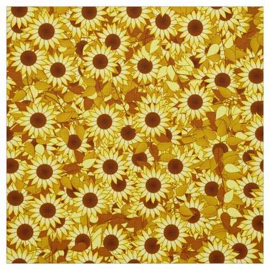 ひまわり模様 – 金ゴールド、黄色と茶色 ファブリック (見本)
