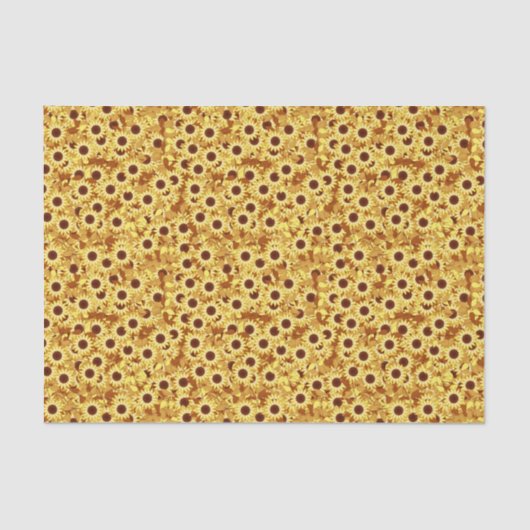 ひまわり模様、金ゴールド、黄色、茶色 薄葉紙 (正面)
