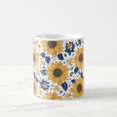 ひまわり模様（黄と緑） コーヒーマグカップ (中央)