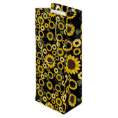ひまわり模様A01.bブラックBG ワインギフトバッグ (裏面アングル)