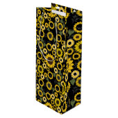 ひまわり模様A01.bブラックBG ワインギフトバッグ (正面アングル)