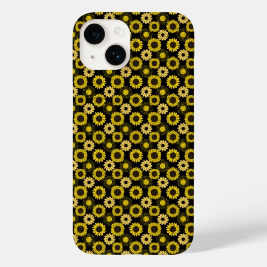 ひまわり模様bx4黒BG Case-Mate iPhoneケース (裏面)