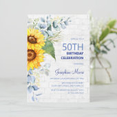 ひまわり樹齢壁レンガ緑誕生日 招待状 (スタンド正面)