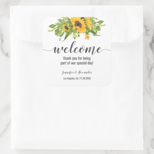 ひまわり歓迎 スクエアシール (バッグ)