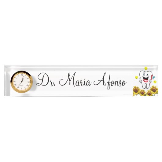 ひまわり歯科机用ネームプレート デスクネームプレート (正面)