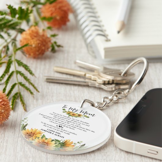 ひまわり母の日の贈り物 – 娘の息子 キーホルダー (正面右)