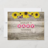 ひまわり母の腹サイズ赤ちゃんシャワーゲーム |ピンク 招待状 (裏面)