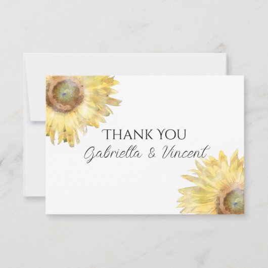 ひまわり水の色結婚のフラットありがとうご注意 ノートカード (正面)