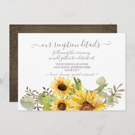 ひまわり水カラーフローラバーンドウッド披露宴 招待状 (正面/裏面)
