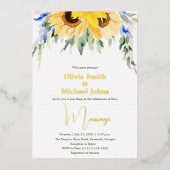 ひまわり水カラーボホ金ゴールド結婚式招待状 箔シーズンカード (正面)
