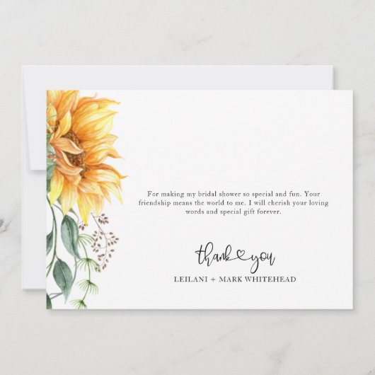 ひまわり水彩ありがとう サンキューカード (裏面)